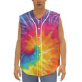 Colorful Spiral Tie Dye Print Sleeveless Baseball Jersey