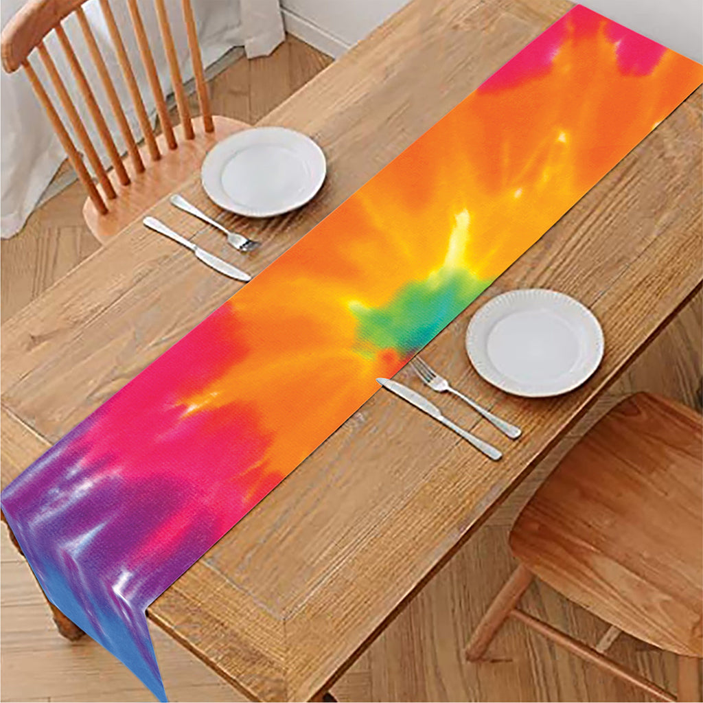 Colorful Spiral Tie Dye Print Table Runner