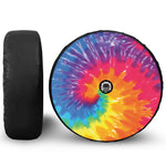 Colorful Spiral Tie Dye Print Tire Cover With Camera Hole