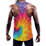 Colorful Spiral Tie Dye Print Training Tank Top