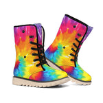 Colorful Spiral Tie Dye Print Winter Boots