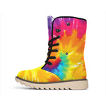 Colorful Spiral Tie Dye Print Winter Boots