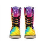 Colorful Spiral Tie Dye Print Winter Boots