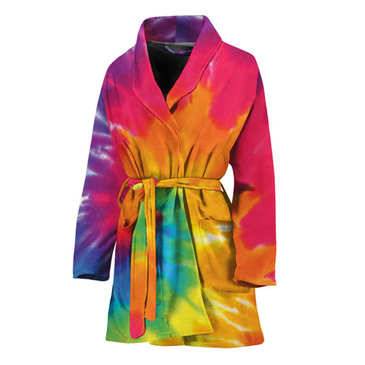 Colorful Spiral Tie Dye Print Women's Bathrobe
