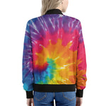 Colorful Spiral Tie Dye Print Women's Bomber Jacket