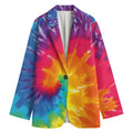 Colorful Spiral Tie Dye Print Women's Cotton Blazer