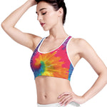 Colorful Spiral Tie Dye Print Women's Sports Bra