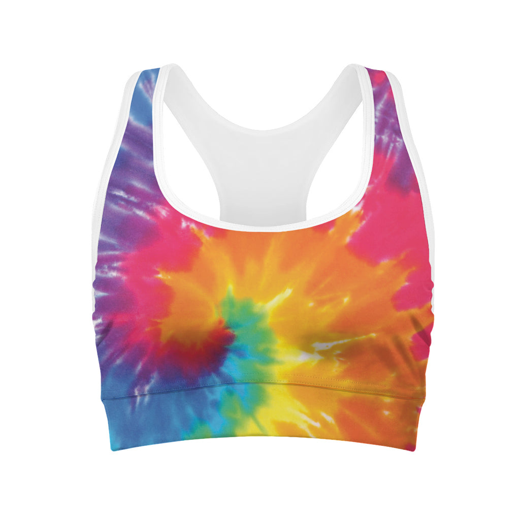 Colorful Spiral Tie Dye Print Women's Sports Bra