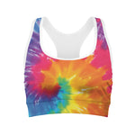Colorful Spiral Tie Dye Print Women's Sports Bra