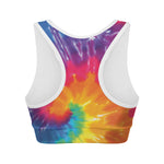 Colorful Spiral Tie Dye Print Women's Sports Bra