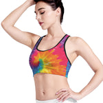 Colorful Spiral Tie Dye Print Women's Sports Bra
