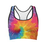Colorful Spiral Tie Dye Print Women's Sports Bra