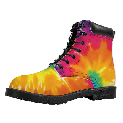 Colorful Spiral Tie Dye Print Work Boots