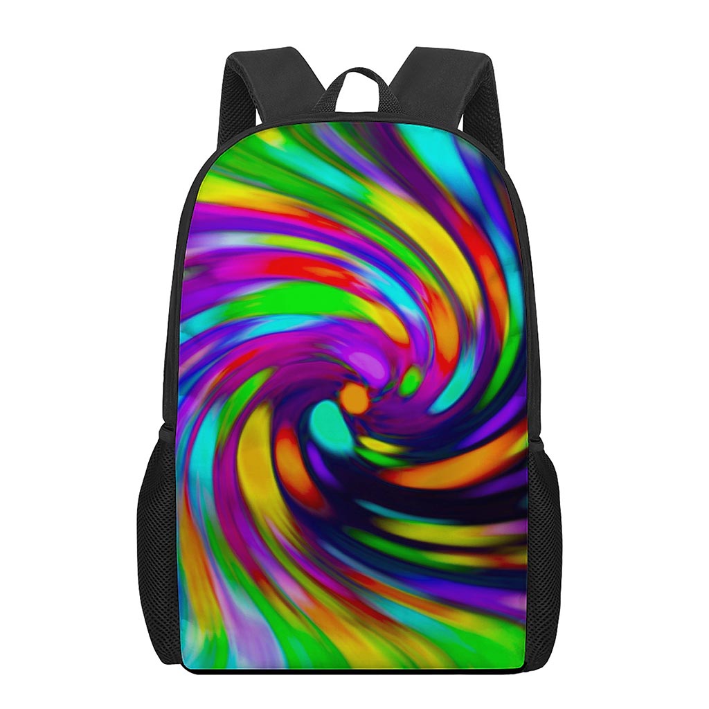 Colorful Spiral Trippy Print 17 Inch Backpack