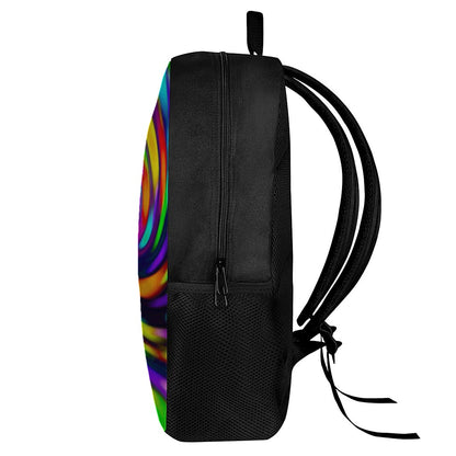 Colorful Spiral Trippy Print 17 Inch Backpack