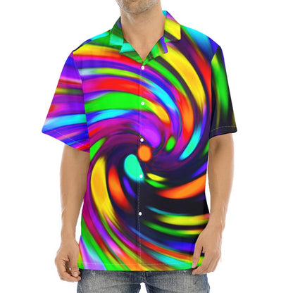 Colorful Spiral Trippy Print Aloha Shirt