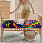 Colorful Spiral Trippy Print Baby Crib Sheet