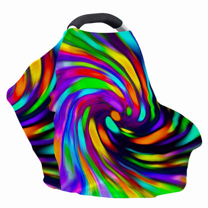 Colorful Spiral Trippy Print Baby Seat Cover