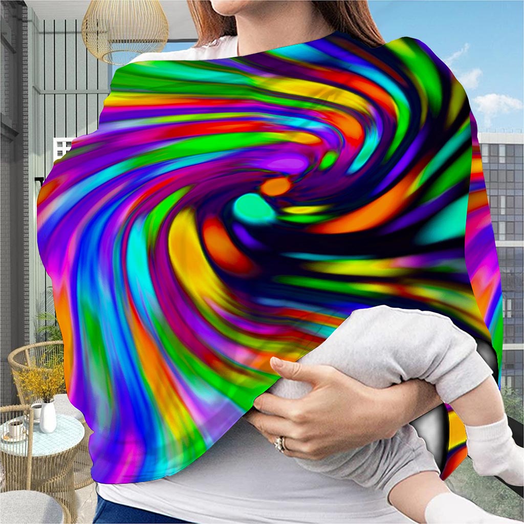 Colorful Spiral Trippy Print Baby Seat Cover