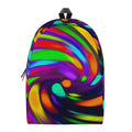 Colorful Spiral Trippy Print School Backpack