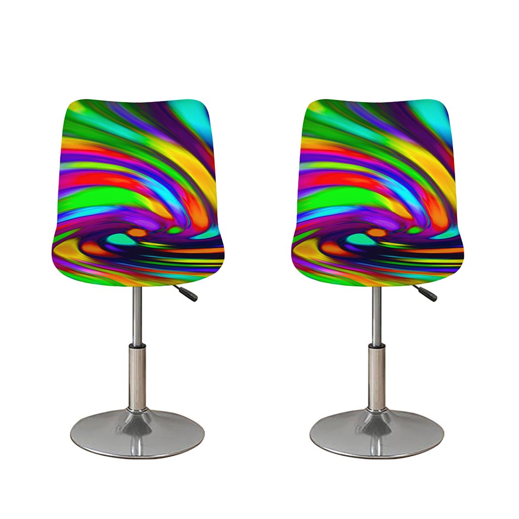 Colorful Spiral Trippy Print Bar Stool Covers
