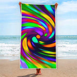 Colorful Spiral Trippy Print Beach Towel
