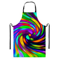 Colorful Spiral Trippy Print Bib Apron With Pocket