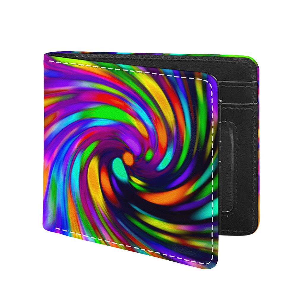 Colorful Spiral Trippy Print Bifold Wallet