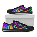 Colorful Spiral Trippy Print Black Low Top Sneakers