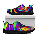 Colorful Spiral Trippy Print Black Running Shoes