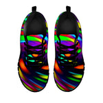 Colorful Spiral Trippy Print Black Running Shoes