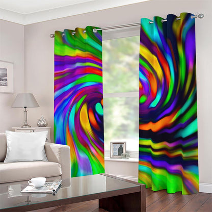 Colorful Spiral Trippy Print Blackout Grommet Curtains