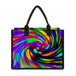 Colorful Spiral Trippy Print Canvas Tote Bag