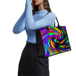 Colorful Spiral Trippy Print Canvas Tote Bag