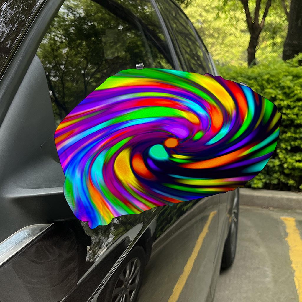 Colorful Spiral Trippy Print Car Side Mirror Covers
