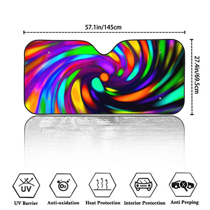 Colorful Spiral Trippy Print Car Windshield Sun Shade