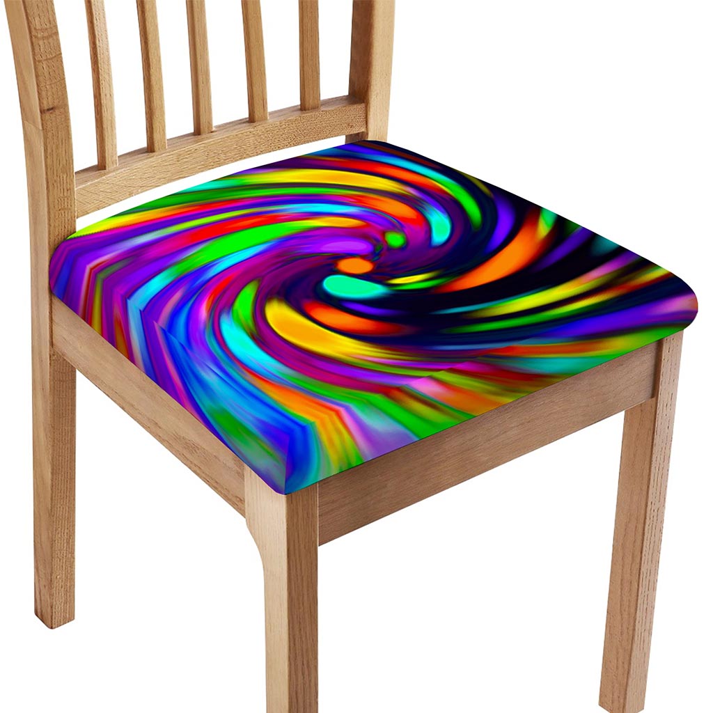 Colorful Spiral Trippy Print Chair Cushion Cover