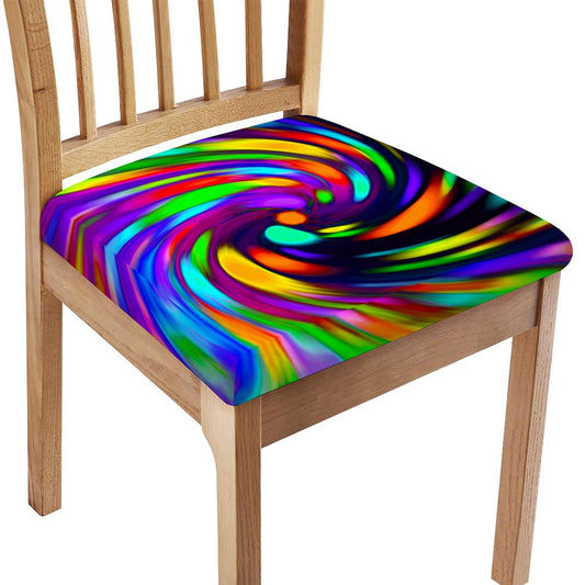 Colorful Spiral Trippy Print Chair Cushion Cover