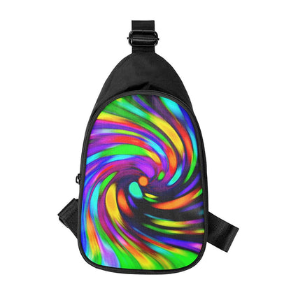 Colorful Spiral Trippy Print Chest Bag