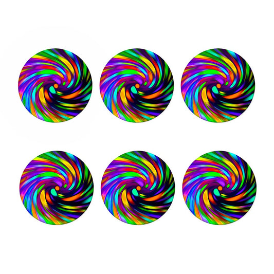 Colorful Spiral Trippy Print Coaster Set