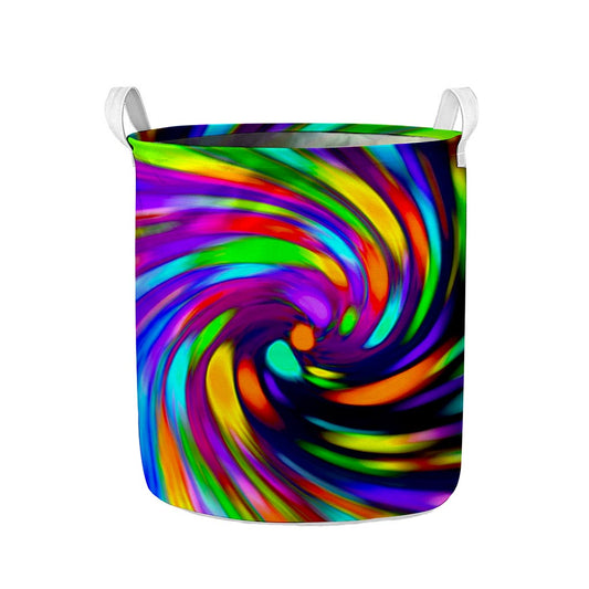 Colorful Spiral Trippy Print Collapsible Laundry Basket