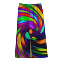 Colorful Spiral Trippy Print Cotton Front Slit Maxi Skirt