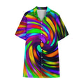 Colorful Spiral Trippy Print Cotton Hawaiian Shirt