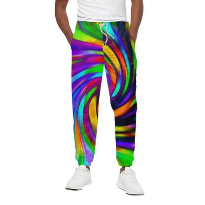 Colorful Spiral Trippy Print Cotton Pants