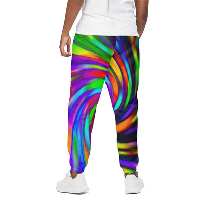 Colorful Spiral Trippy Print Cotton Pants