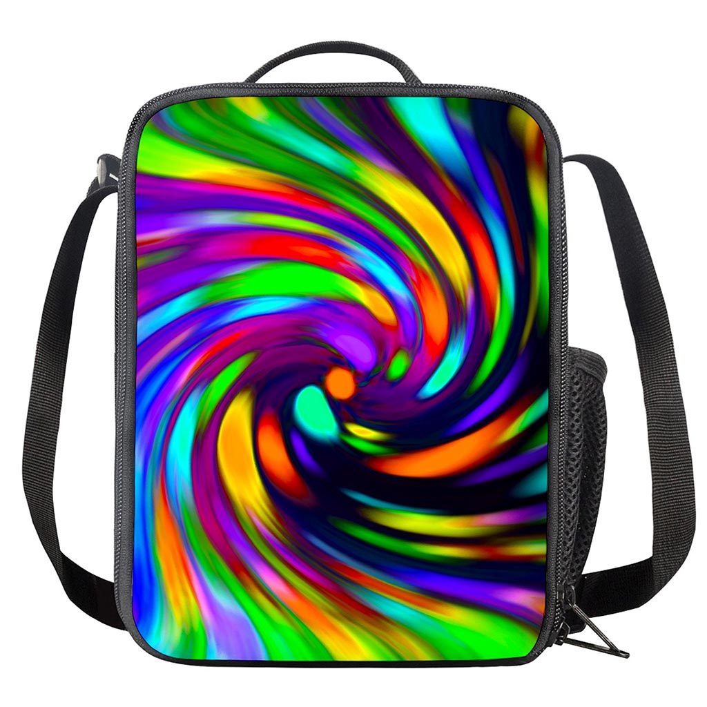 Colorful Spiral Trippy Print Crossbody Lunch Bag