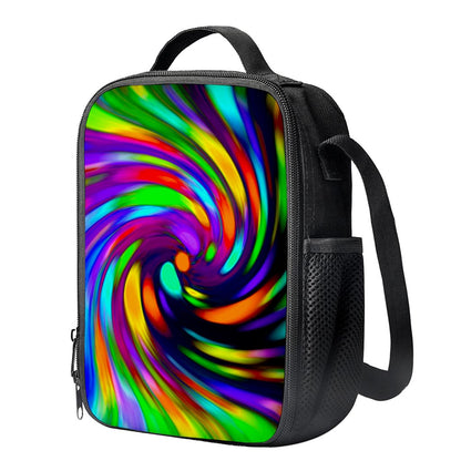 Colorful Spiral Trippy Print Crossbody Lunch Bag