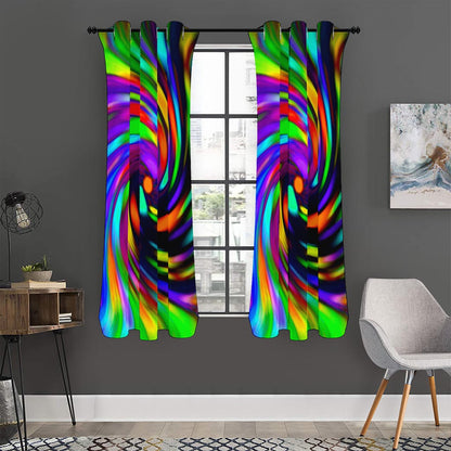 Colorful Spiral Trippy Print Curtain