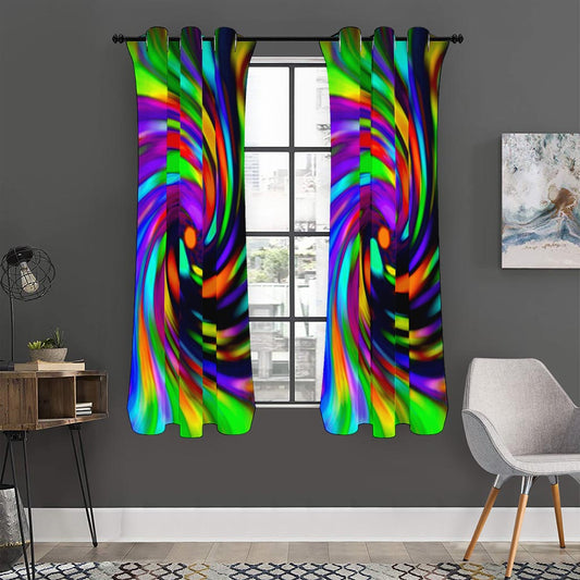 Colorful Spiral Trippy Print Curtain
