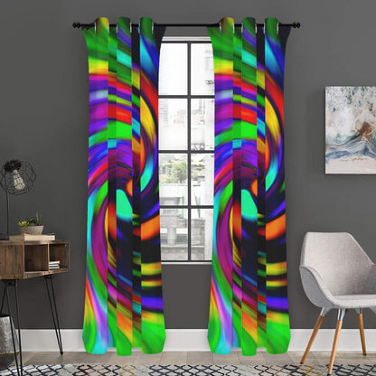 Colorful Spiral Trippy Print Curtain